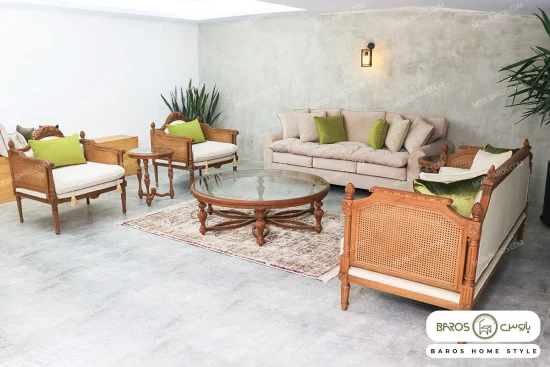 مبل کلاسیک کاجی و کاناپه گیسو خرید باروس (5)