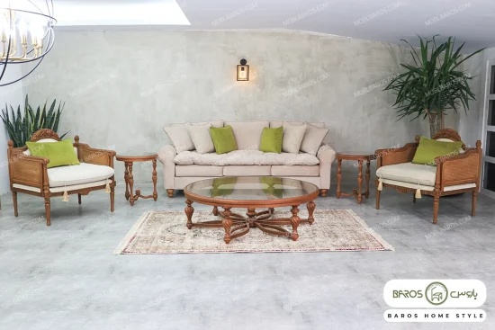 مبل کلاسیک کاجی و کاناپه گیسو خرید باروس (6)
