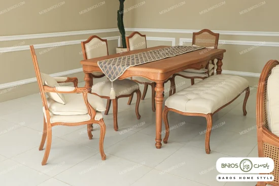 میز ناهارخوری روتی با صندلی گندم و صندلی بنچ خرید باروس (2)