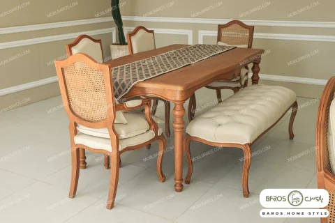میز ناهارخوری روتی با صندلی گندم و صندلی بنچ خرید باروس (3)