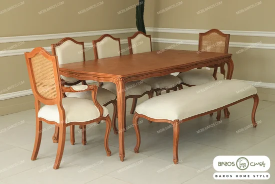 میز ناهارخوری چوبی و ساده ابزاری و صندلی بنچ خرید باروس (2)