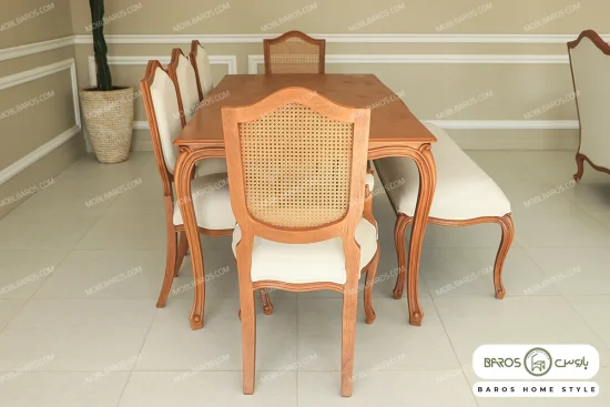 میز ناهارخوری چوبی و ساده ابزاری و صندلی بنچ خرید باروس (3)