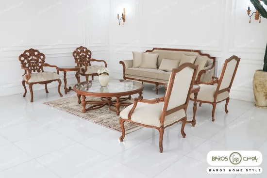 ست مبلمان ۷ نفره ترکیبی کلاسیک کینگ و کاناپه کارن و رومینا خرید مبل باروس 1012 (8)