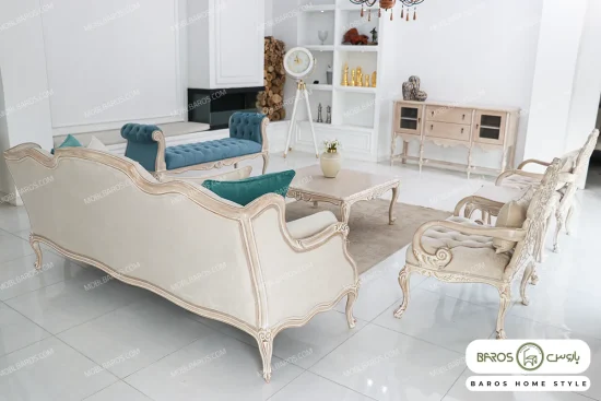 مبل سلطنتی کلاسیک کینگ به همراه بنچ خرید مبل باروس ۱۰۱۱ (2)