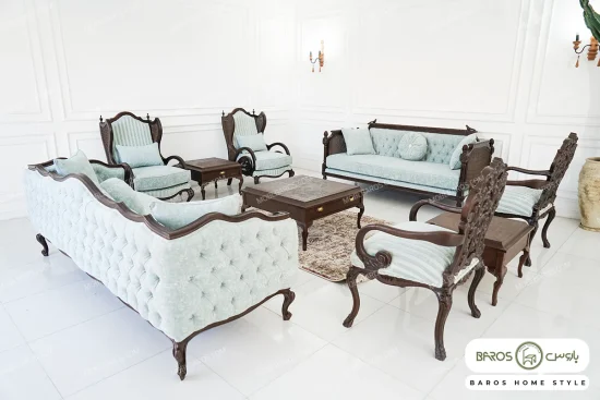 مبل نئوکلاسیک ۱۲ نفره ترکیبی ابزاری کاجی کینگ کد ۲ خرید مبل باروس 39492 (2)