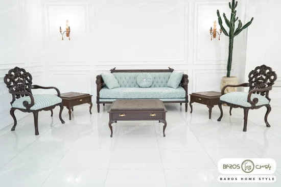 مبل نئوکلاسیک ۱۲ نفره ترکیبی ابزاری کاجی کینگ کد ۲ خرید مبل باروس 39492 (3)
