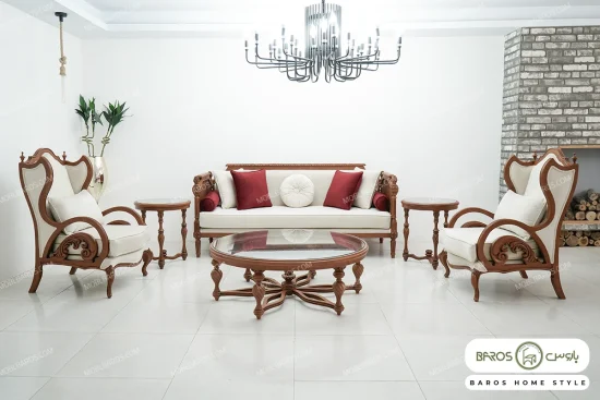 مبل نئوکلاسیک ۱۲ نفره کاجی، کویین، کینگ خرید مبل باروس 2342 (6)