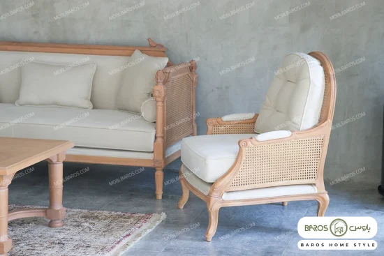 مبل نیم ست ۵ نفره کاجی با تک روما خرید مبل باروس ۱۰۱۵ (6)