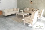 مبل کلاسیک و راحتی ۸ نفره گندم و جورجیا چستر شیاره و تک فرانسوی خرید مبل باروس 1013 (1)