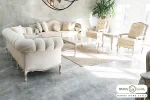 مبل کلاسیک و راحتی ۸ نفره گندم و جورجیا چستر شیاره و تک فرانسوی خرید مبل باروس 1013 (4)