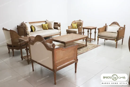 مبل کلاسیک کاجی با مبل تک نفره پرنس خرید مبل باروس 10183 (14)
