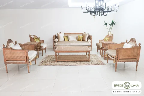 مبل کلاسیک کاجی با مبل تک نفره پرنس خرید مبل باروس 10183 (2)