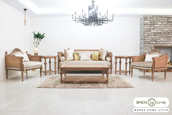مبل کلاسیک کاجی با مبل تک نفره پرنس خرید مبل باروس 10183 (4)