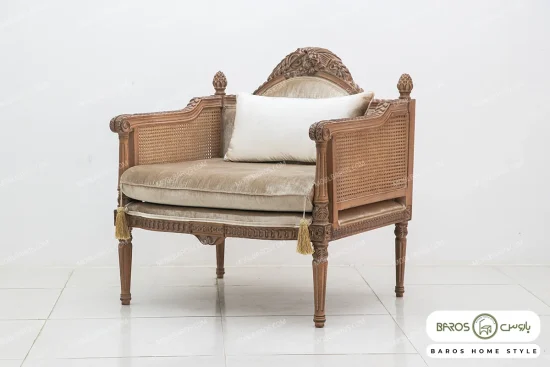 مبل کلاسیک کاجی با مبل تک نفره پرنس خرید مبل باروس 10183 (7)