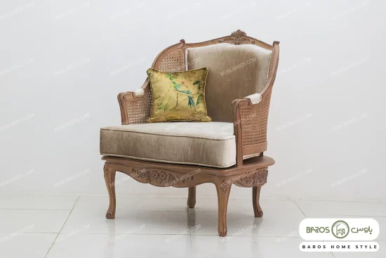 مبل کلاسیک کاجی با مبل تک نفره پرنس خرید مبل باروس 10183 (8)