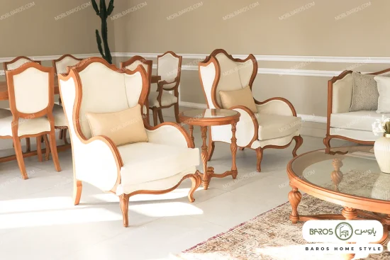 مبل کلاسیک گندم و چستر نیکا و تک کینگ خرید مبل باروس 1014 (1)