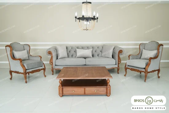 مبل کلاسیک گندم، چسترنیکا، رومینا فرانسوی خرید مبل باروس 49939 (2)
