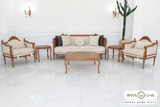 مبل کلاسیک ۱۰ نفره کاجی و چستر نیکا و کینگ خرید باروس (10)
