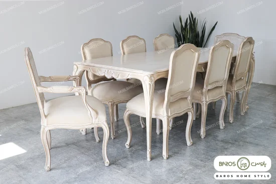 میز ناهار خوری کلاسیک طرح دار و ترکیبی مدل رومینا کد ۳ خرید مبل باروس ۱۰۱۲ (6)
