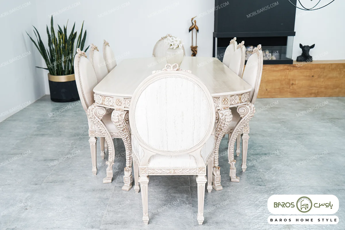 میز ناهارخوری کلاسیک و چوبی جدید الینا خرید مبل باروس 39392 (2)
