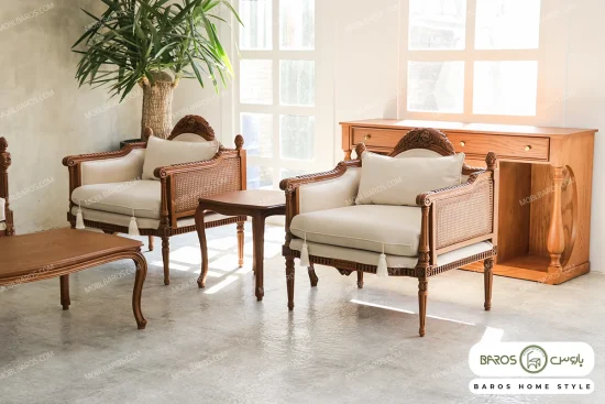 ست مبلمان جذاب و جدید کاجی چستر خرید مبل باروس 49593 (11)