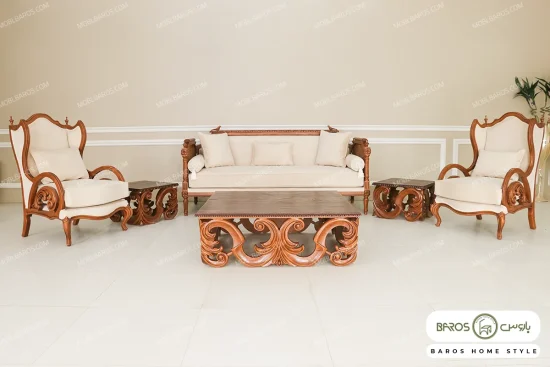 مبل نئوکلاسیک ۷ نفره کاجی کویین کینگ خرید مبل باروس ۴۹۴۹۳ (8)