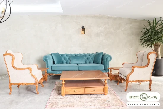 مبل کلاسیک رومینا کینگ چستر نیکا کد 2 خرید مبل باروس 494939 (3)