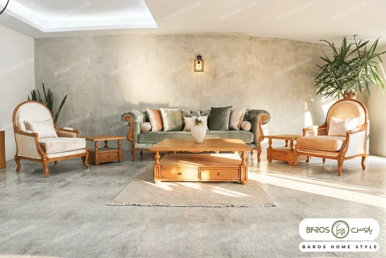 مبل ۸ نفره کلاسیک گندم چستر نیکا و روما خرید مبل باروس 4949 (3)