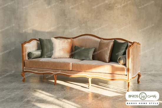 مبل ۸ نفره کلاسیک گندم چستر نیکا و روما خرید مبل باروس 4949 (6)