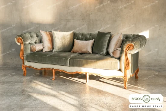 مبل ۸ نفره کلاسیک گندم چستر نیکا و روما خرید مبل باروس 4949 (9)