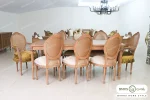 میز ناهارخوری و غذاخوری نئوکلاسیک چوبی جدید کاجی کد ۲ خرید مبل باورس 1018 (1)