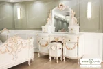 سرویس خواب دو نفره چوبی عروس ژینوس رنگ سفید باروس (1)