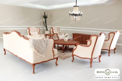 مبل نئوکلاسیک ۷ نفره کینگ و تک رومینا کویین خرید مبل باروس ۴۹۴۹۳ (3)