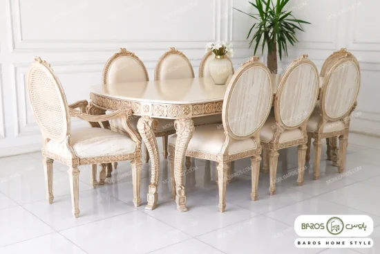 میز ناهارخوری کلاسیک و چوبی جدید الینا کد ۵ باروس 1 (2)