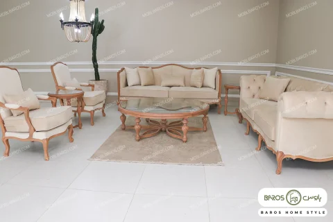 مبل نئوکلاسیک گندم و کاناپه چستر جورجیا و تک نفره فرانسوی کد ۵ خرید مبل باروس ۴۹۳۹۲ (1)
