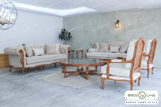 مبل کلاسیک زیبا رومینا و چستر نیکا و فرانسوی خرید مبل باروس ۴۹۴۹۳۲ (3)