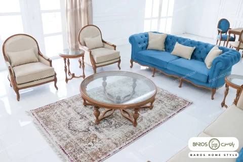 مبل ۸ نفره کلاسیک چستر دار راشل پلاس و کویین خرید مبل باروس ۴۹۴۹۳ (2)