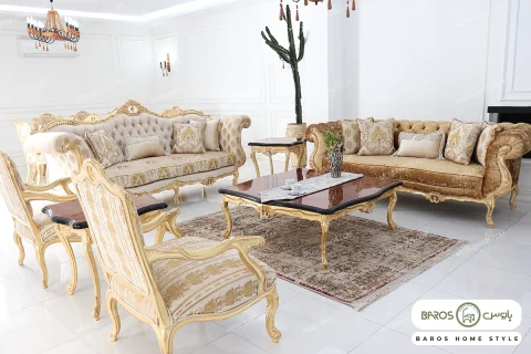 مدل مبل سلطنتی کلاسیک جدید رنگ طلایی دریتا خرید مبل باروس ۴۴۹۳۹۲ (1)