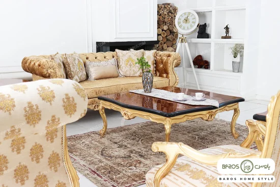مدل مبل سلطنتی کلاسیک جدید رنگ طلایی دریتا خرید مبل باروس ۴۴۹۳۹۲ (2)