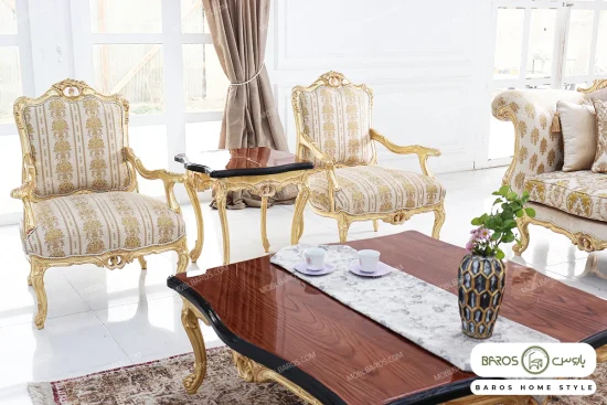 مدل مبل سلطنتی کلاسیک جدید رنگ طلایی دریتا خرید مبل باروس ۴۴۹۳۹۲ (3)