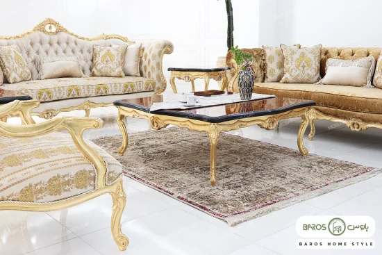 مدل مبل سلطنتی کلاسیک جدید رنگ طلایی دریتا خرید مبل باروس ۴۴۹۳۹۲ (4)