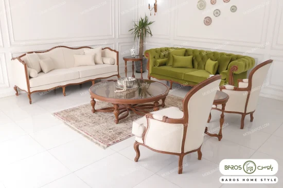 مبل کلاسیک راشل شاخدار روما پلاس چستر نیکا خرید مبل باروس (5)