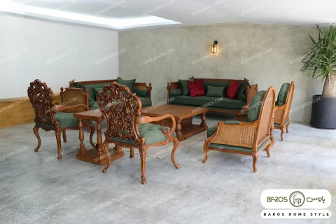 مبل کلاسیک و ترکیبی ۷ نفره کاجی روما و چپندر کینگ کد ۲ خرید مبل باروس ۵۹۵۹۳ (10)