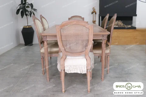 میز ناهار خوری چوبی کلاسیک کاجی کد ۱۸ خرید مبل باروس ۵۵۹۳۹ (1)