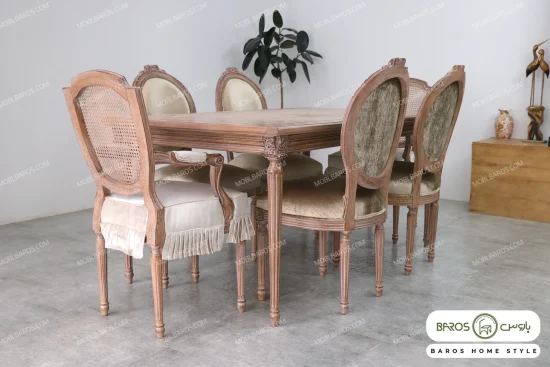 میز ناهار خوری چوبی کلاسیک کاجی کد ۱۸ خرید مبل باروس ۵۵۹۳۹ (6)