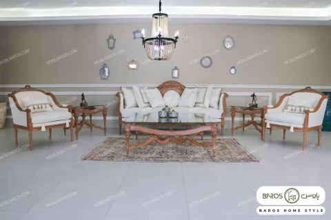 نیم ست مبلمان کلاسیک کاجی خرید مبل باروس 49569 (1)