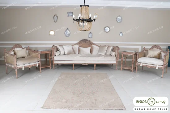 ست مبلمان کاجی مصری پرنس خرید مبل باروس ۵۹۵۹۳۲ (2)