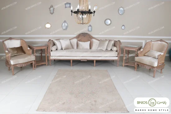 ست مبلمان کاجی مصری پرنس خرید مبل باروس ۵۹۵۹۳۲ (3)