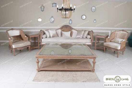 ست مبلمان کاجی مصری پرنس خرید مبل باروس ۵۹۵۹۳۲ (4)