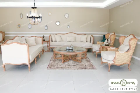 ست مبلمان کلاسیک گندم و تک نفره کویین خرید مبل باروس ۵۹۴۹۳ (1)